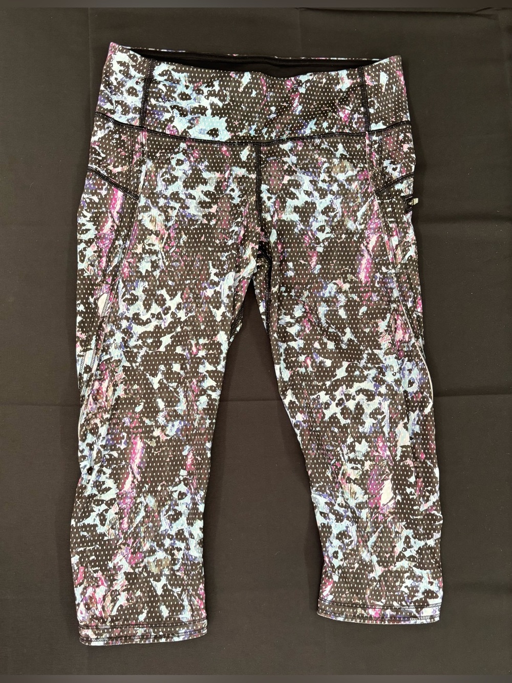 Lululemon Run Top Speed Crop Full-On Luxtreme Floral Sport Tranquil Blue Multi
